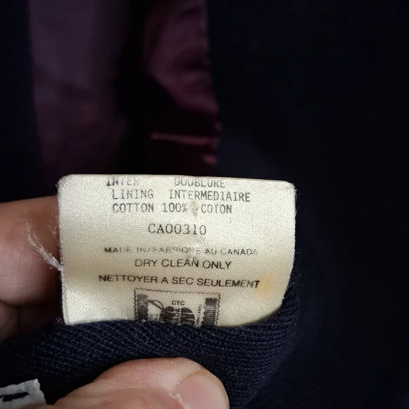 VINTAGE Anna Collection Saxonia Pure Virgin Wool Navy Blue Trench Coat - Picture 5 of 16